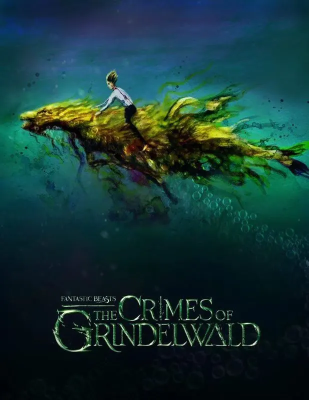 Art poster newt rides a horse water monster. Jpeg