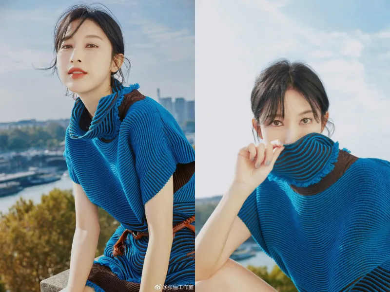 2. Li Zhang striped dress is intellectual and charming. JPG