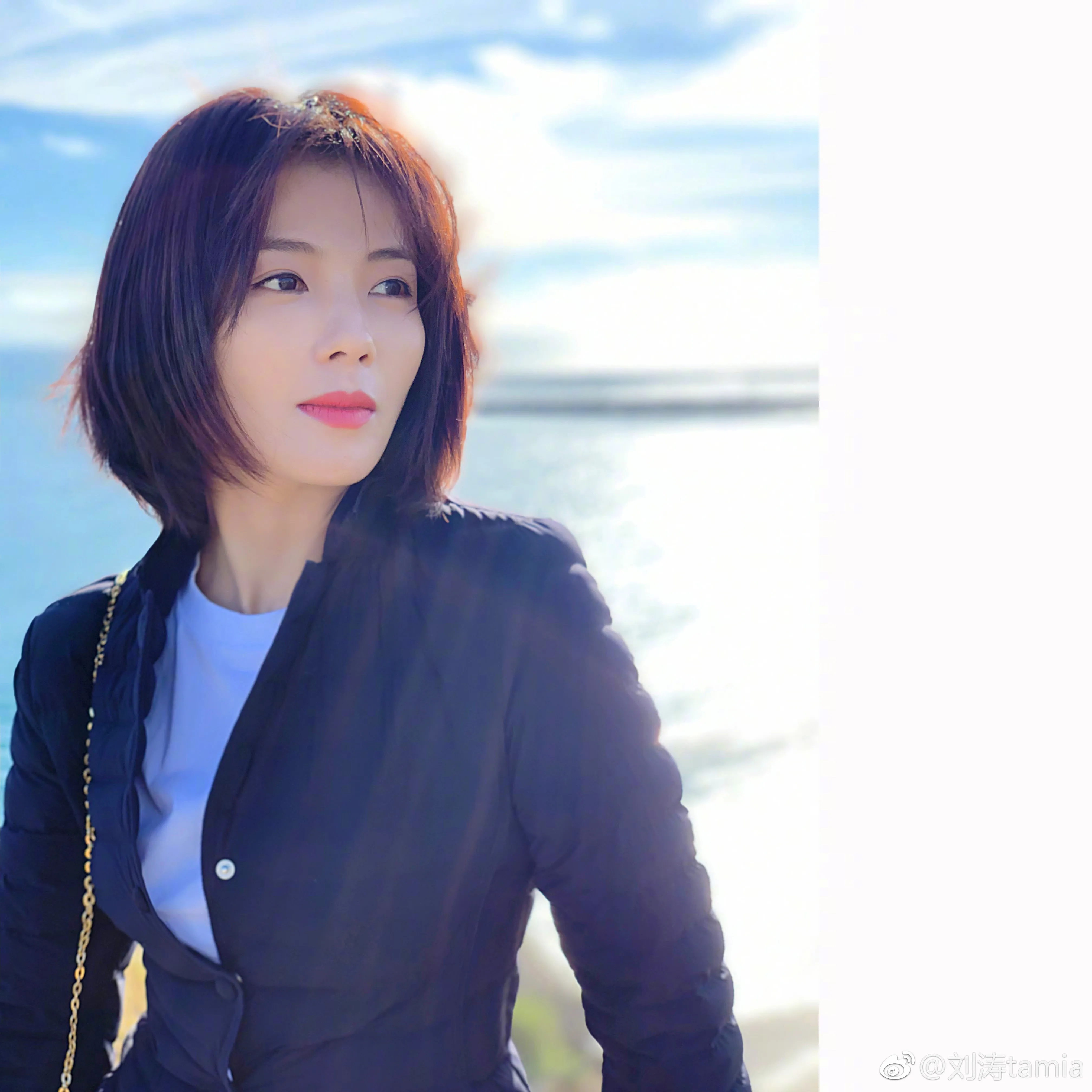 劉濤曬假日照引熱議 網友曬出同款照片.jpg